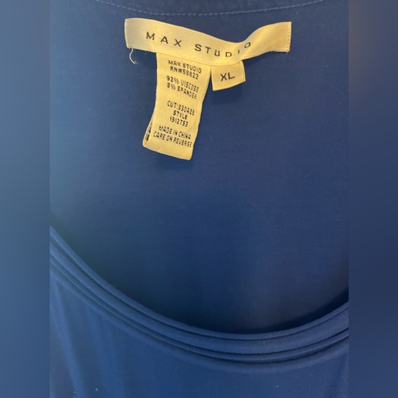 Max Studio Blue Maxi Dress - Scoop Neck Empire Waist Casual - XL - Picture 2 of 4